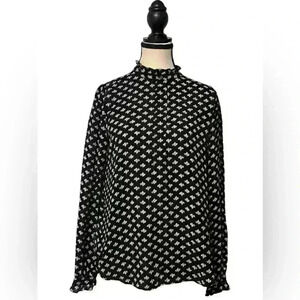 The Loft Women’s blouse with ruffle mandarin collar size small